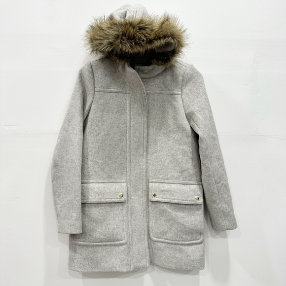 J. Crew Factory Vail Parka Wool Blend Coat Light Grey Size 00 - Picture 1 of 11